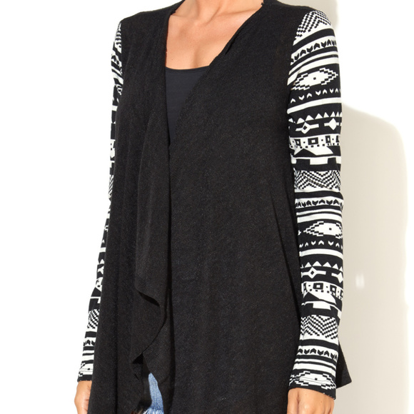 Flying Tomato Sweaters - Flying Tomato Aztec Sleeve Cardigan